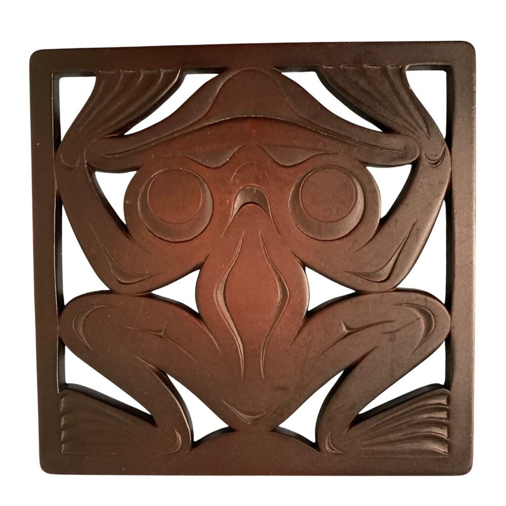 Trivet by BOMA Hand Crafted Recycled Glass Frog Canada Art Glass